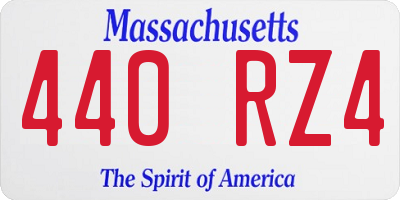 MA license plate 440RZ4