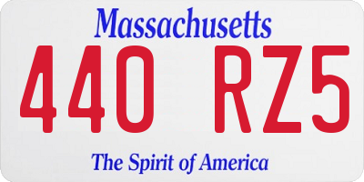 MA license plate 440RZ5