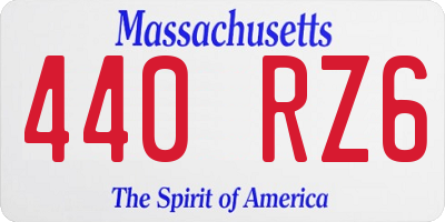 MA license plate 440RZ6