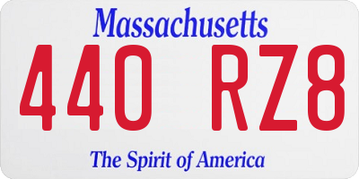 MA license plate 440RZ8