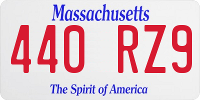 MA license plate 440RZ9