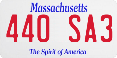 MA license plate 440SA3