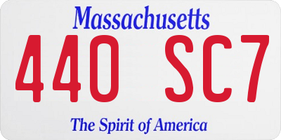MA license plate 440SC7