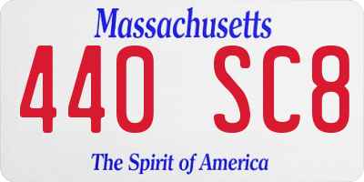 MA license plate 440SC8