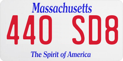 MA license plate 440SD8