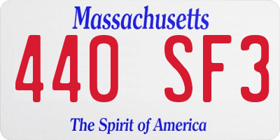 MA license plate 440SF3