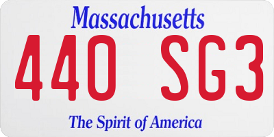 MA license plate 440SG3