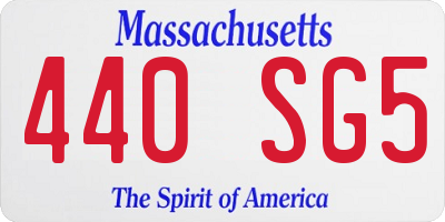 MA license plate 440SG5