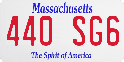 MA license plate 440SG6