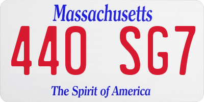 MA license plate 440SG7