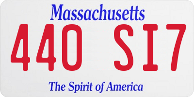MA license plate 440SI7