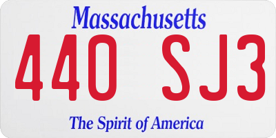 MA license plate 440SJ3
