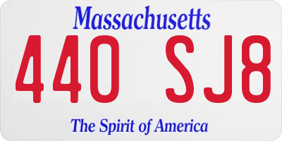 MA license plate 440SJ8