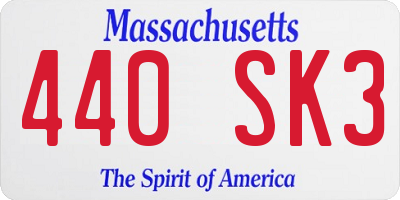MA license plate 440SK3