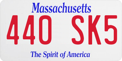 MA license plate 440SK5