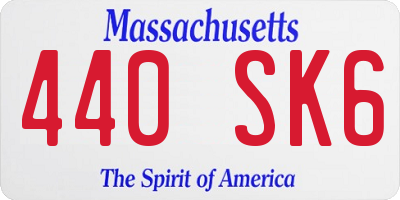 MA license plate 440SK6