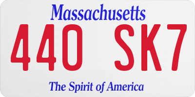 MA license plate 440SK7