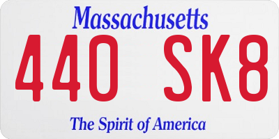 MA license plate 440SK8
