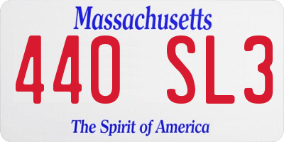 MA license plate 440SL3