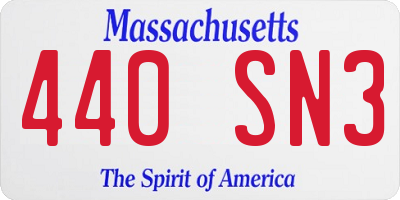 MA license plate 440SN3