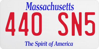 MA license plate 440SN5