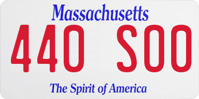 MA license plate 440SO0