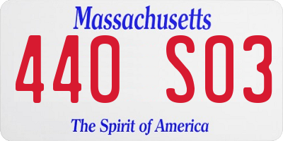 MA license plate 440SO3