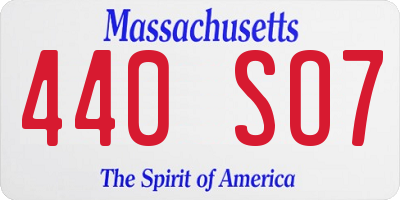 MA license plate 440SO7