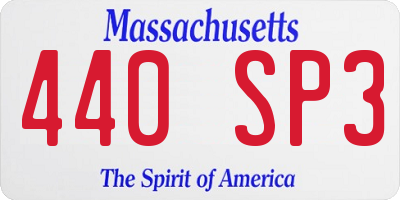MA license plate 440SP3