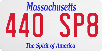 MA license plate 440SP8