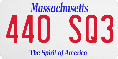 MA license plate 440SQ3