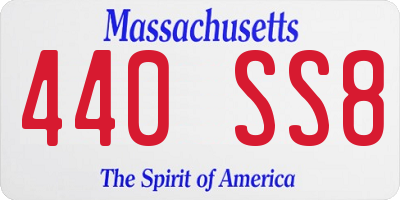 MA license plate 440SS8