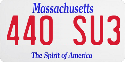 MA license plate 440SU3