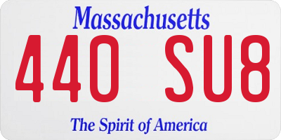 MA license plate 440SU8