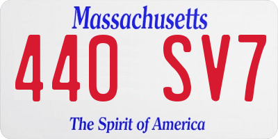 MA license plate 440SV7