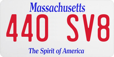 MA license plate 440SV8