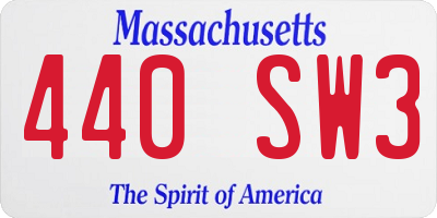 MA license plate 440SW3