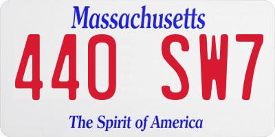 MA license plate 440SW7
