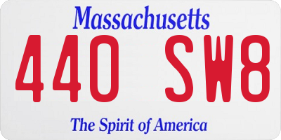 MA license plate 440SW8