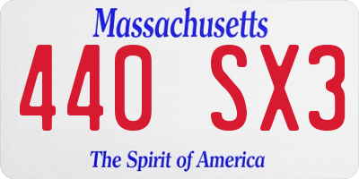 MA license plate 440SX3