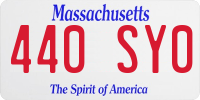 MA license plate 440SY0