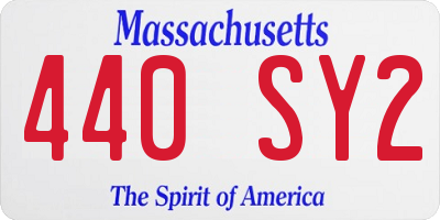 MA license plate 440SY2