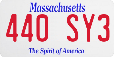 MA license plate 440SY3