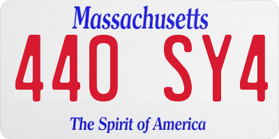 MA license plate 440SY4