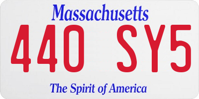 MA license plate 440SY5