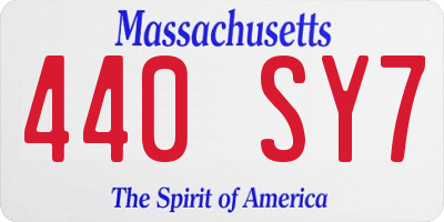 MA license plate 440SY7