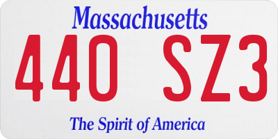 MA license plate 440SZ3