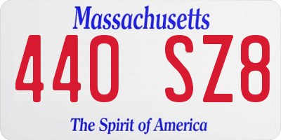 MA license plate 440SZ8
