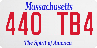 MA license plate 440TB4