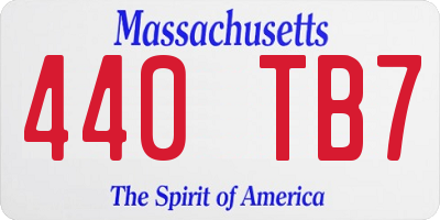 MA license plate 440TB7